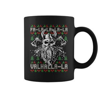 Viking Ugly Christmas Valhalla Viking Skull On Back Coffee Mug | Mazezy