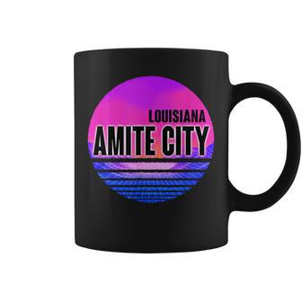 Vintage Amite City Vaporwave Louisiana Coffee Mug | Mazezy