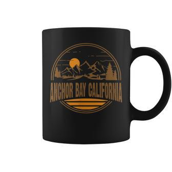 Vintage Anchor Bay California Mountain Hiking Print Coffee Mug | Mazezy