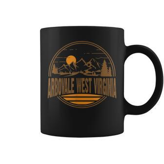 Vintage Arbovale West Virginia Mountain Hiking Print Coffee Mug | Mazezy