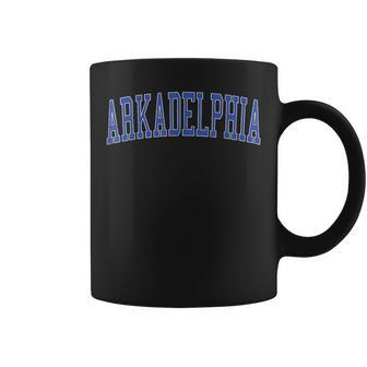 Vintage Arkadelphia Ar Distressed Blue Varsity Style Coffee Mug | Mazezy
