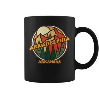 Vintage Arkadelphia Arkansas Mountain Hiking Souvenir Print Coffee Mug | Mazezy CA
