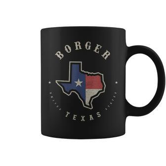 Vintage Borger Texas State Flag Map Souvenir Coffee Mug | Mazezy