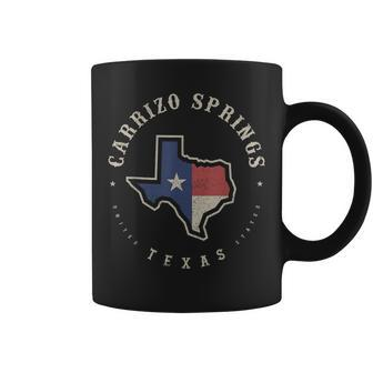 Vintage Carrizo Springs Texas State Flag Map Souvenir Coffee Mug | Mazezy
