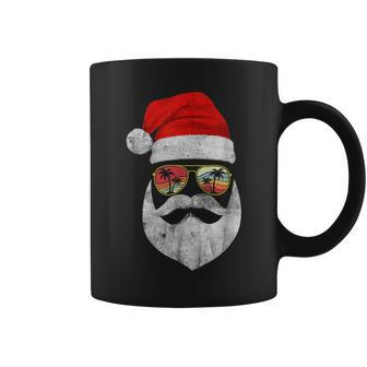 Vintage Christmas In July Santa Face Sunglasses Hat Beard Coffee Mug | Mazezy