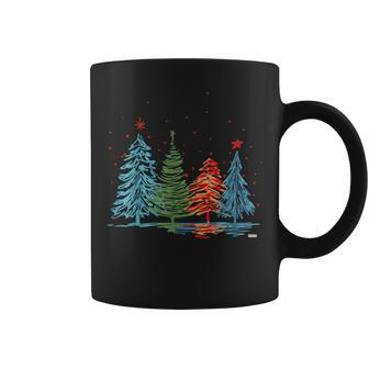 Vintage Christmas Trees Hand Drawing Christmas Trees Coffee Mug - Seseable