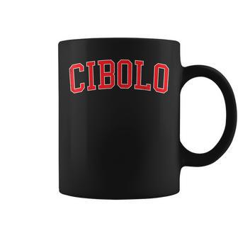 Vintage Cibolo Tx Distressed Red Varsity Style Coffee Mug | Mazezy