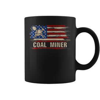 Vintage Coal Miner American Flag Job Gift Coffee Mug | Mazezy