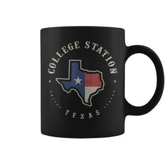 Vintage College Station Texas State Flag Map Souvenir Coffee Mug | Mazezy