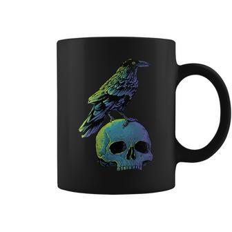 Vintage Crow Skull Spooky Raven Gothic Halloween Apparel Gift For Womens Coffee Mug | Mazezy