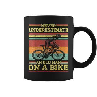 Vintage Cycling Never Underestimate An Old Man On A Bike Coffee Mug - Seseable