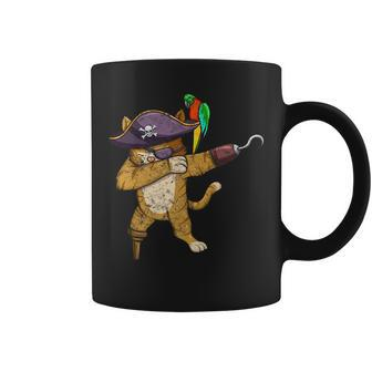 Vintage Dabbing Pirate Cat With Parrot Halloween Costume Halloween Funny Gifts Coffee Mug | Mazezy
