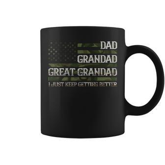 Vintage Dad Grandad Great Grandad With Us Flag Fathers Day Funny Gifts For Dad Coffee Mug | Mazezy