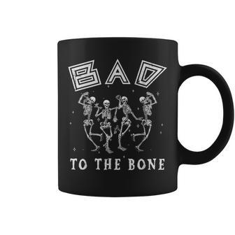 Vintage Dancing Skeleton Bad To The Bone Funny Halloween Dancing Funny Gifts Coffee Mug | Mazezy