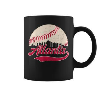 Vintage Distressed Atlanta Skyline Baseball Coffee Mug | Mazezy