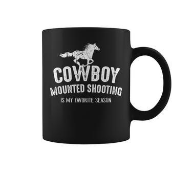 Vintage Distressed Cowboy Mounted Shooting Favorite Season Coffee Mug | Mazezy