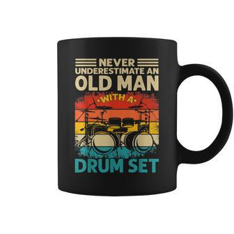 Vintage Drummer For Men Never Underestimate An Old Man Gift For Mens Coffee Mug - Seseable