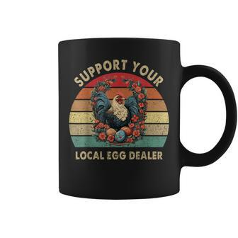 Vintage Farmer Chicken Lover Support Your Local Egg Dealer Coffee Mug | Mazezy