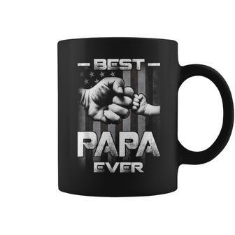 Vintage Fathers Day Best Papa Ever Fist Bump Usa Flag Daddy Coffee Mug - Thegiftio UK