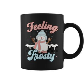 Vintage Feeling A Little Frosty Checkered Snowman Christmas Coffee Mug | Mazezy