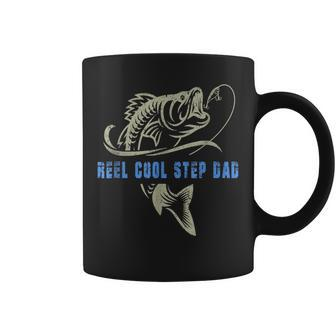 Vintage Fishing Reel Cool Step Dad Funny Fish Fathers Day Coffee Mug - Seseable