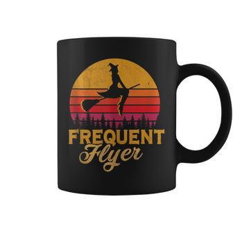 Vintage Frequent Flyer Witch Retro Halloween Witches Costume Halloween Funny Gifts Coffee Mug | Mazezy
