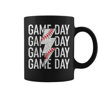 Vintage Game Day Fathers Day Lightning Bolt Baseball Sport Coffee Mug - Thegiftio UK