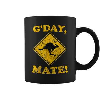 Vintage G'day Mate Kangaroo Road Sign Australia Aussie Roo Coffee Mug - Seseable
