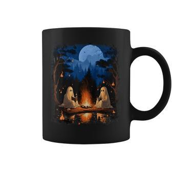 Vintage Ghost Book Reading Camping Forest Halloween Teachers Coffee Mug | Mazezy