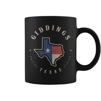 Vintage Giddings Texas State Flag Map Souvenir Coffee Mug | Mazezy