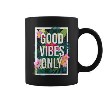 Vintage Good Vibes Only Flower Positive Motivation Coffee Mug - Seseable