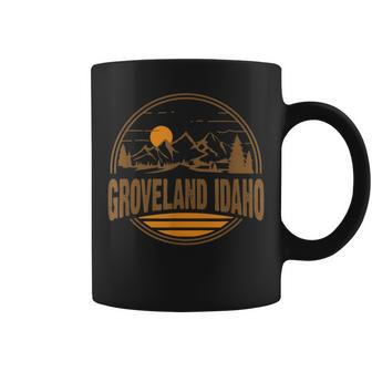 Vintage Groveland Idaho Mountain Hiking Souvenir Print Coffee Mug | Mazezy