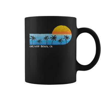 Vintage Grover Beach Ca Palm Trees & Sunset Beach Coffee Mug | Mazezy