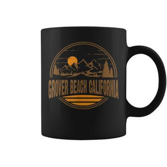 Vintage Grover Beach California Mountain Hiking Print Coffee Mug | Mazezy