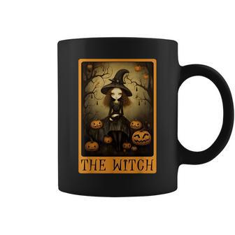 Vintage Halloween Cute Witch Black Cat The Wich Tarot Card Tarot Funny Gifts Coffee Mug | Mazezy