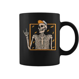 Vintage Halloween Skeleton Rock On Hand Skeleton Men Boys Coffee Mug | Mazezy