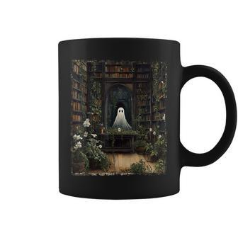 Vintage Halloween Spooky Ghost In The Library Gothic Coffee Mug - Monsterry AU