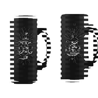 Vintage Hand Drawn Anchor And Ship Wheel Design White - Coffee Mug | Mazezy