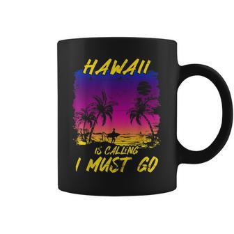 Vintage Hawaii Is Calling I Must Go Beach Vacation Family Vacation Funny Gifts Coffee Mug | Mazezy