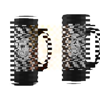 Vintage Hippie 60S 70S Smile Face Flower Retro Checkered Coffee Mug - Monsterry