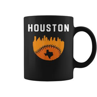 Vintage Houston Texas Cityscape Baseball Graphic Coffee Mug | Mazezy