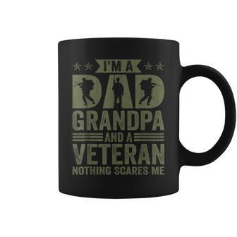 Vintage Im A Dad Grandpa And Veteran Nothing Scares Me Coffee Mug - Seseable