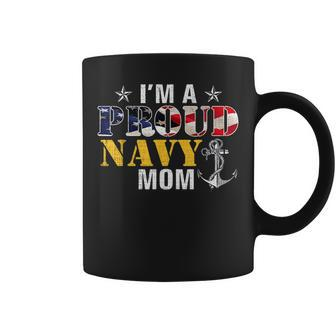 Vintage Im A Proud Navy With American Flag For Mom Coffee Mug | Mazezy