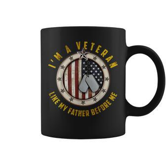 Vintage Im A Veteran Like My Father Before Me Usa Flag Coffee Mug | Mazezy