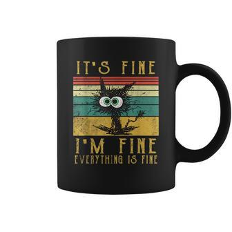 Vintage Its Fine Im Fine Everything Is Fine Funny Cat Coffee Mug - Thegiftio UK