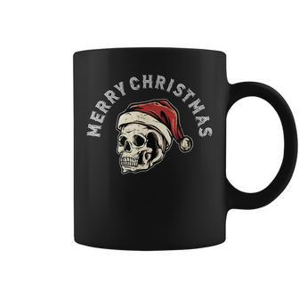 Vintage Merry Christmas Holiday Horror Skull Skelton Santa Christmas Coffee Mug | Mazezy