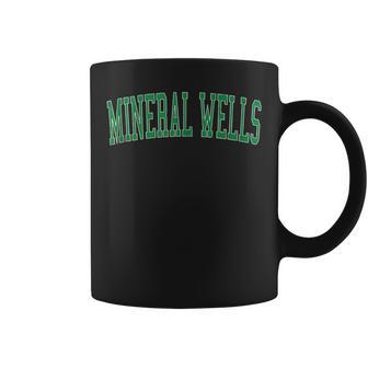 Vintage Mineral Wells Tx Distressed Green Varsity Style Coffee Mug | Mazezy