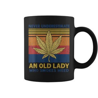 Vintage Never Underestimate An Old Lady Who Smoke Weed Women Weed Funny Gifts Coffee Mug | Mazezy