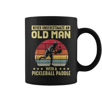 Vintage Never Underestimate An Old Man Pickleball Paddle Gift For Mens Coffee Mug | Mazezy