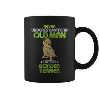 Vintage Never Underestimate An Old Man With A Border Terrier Gift For Mens Coffee Mug - Seseable